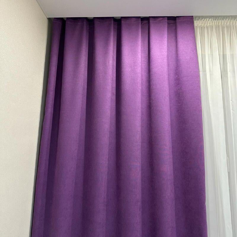 Комплект штор микровелюр 2 шт. 1,5х2,7 м готовые на шторной тесьме 6 см Фиолетовый (petek-V98) - фото 8