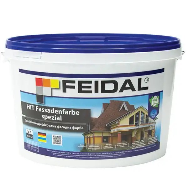 Краска фасадная Feidal HIT Fassadenfarbe spezial силиконмодифицированная база А матовая 5 л Белый (1815026247) - фото 1