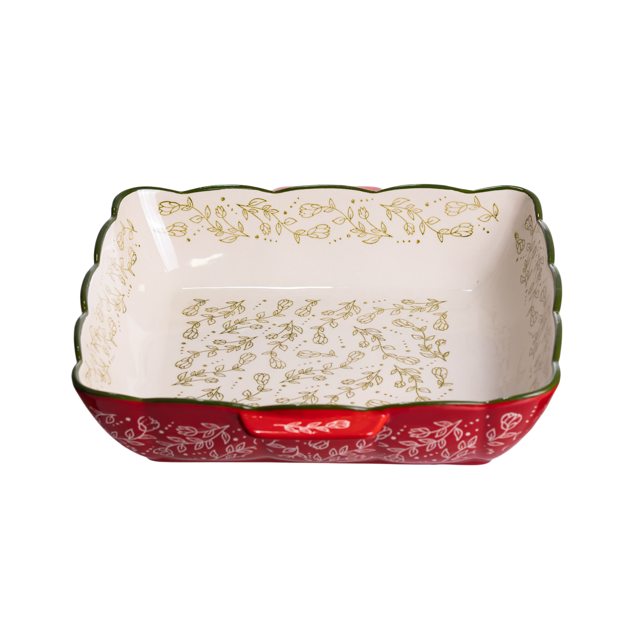 Форма для запікання у духовці порцелянова квадратна Vintage з ручками 2,5 л 30х30х7 см Червоний (HM04-16) - фото 8