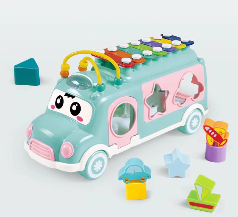 Сортер Автобус HE8019 с ксилофоном Бирюзовый