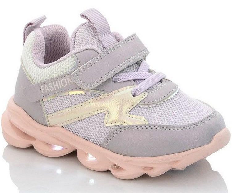 Кроссовки Jong Golf L10596-12 с LED-подсветкой р. 22 Серо-розовый (100862)