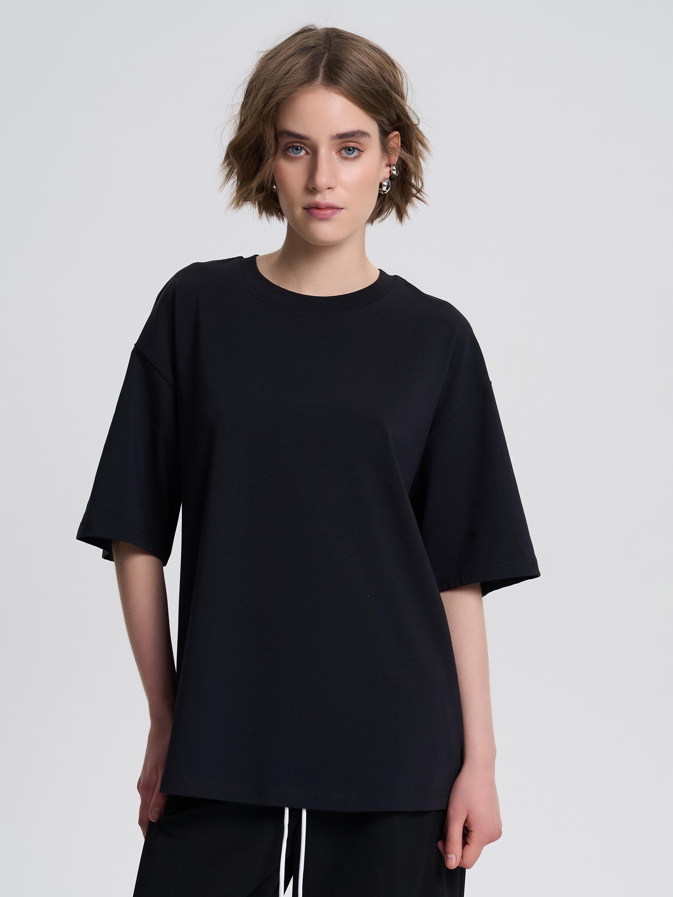 Футболка женская оверсайз ROZA 231105 S Черный (4824005697227) - фото 1 Футболка женская оверсайз ROZA 231105 S Черный (4824005697227) - фото 1