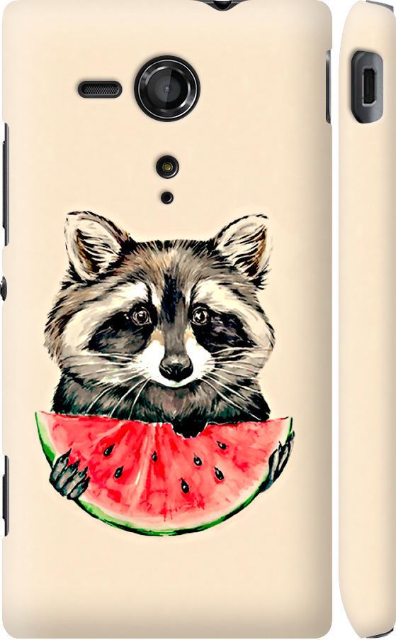 Чехол на Sony Xperia SP M35H Енотик с арбузом (4605m-280-42517)