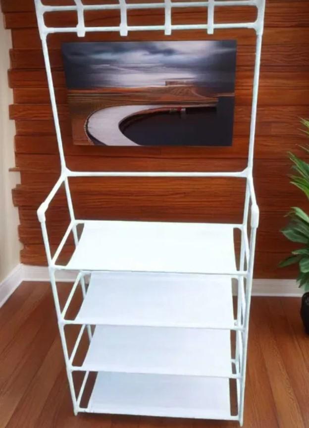 Вішалка підлогова з гачками та полицями для взуття 154x60x29,5 см Білий (2104618621) - фото 7 Вішалка підлогова з гачками та полицями для взуття 154x60x29,5 см Білий (2104618621) - фото 7