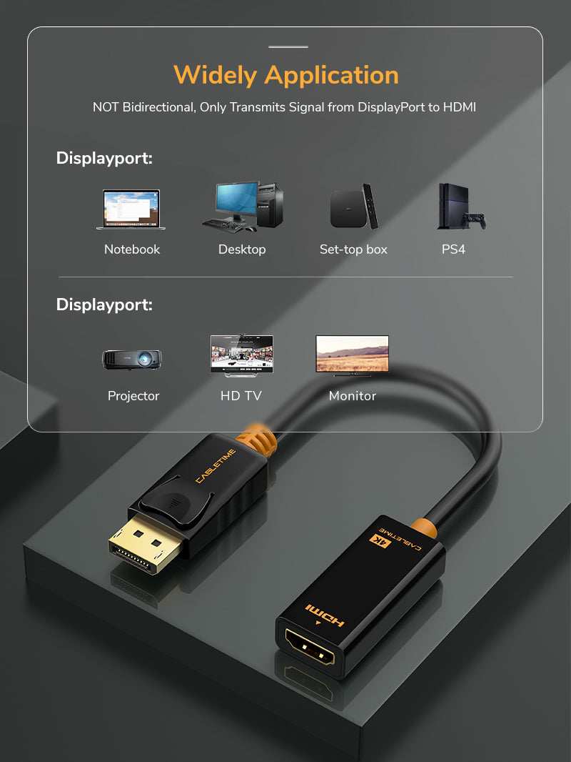 Перехідник Сabletime mini DisplayPort HDMI v2.0 4K 30hz 0,2 м (CP21B) - фото 4