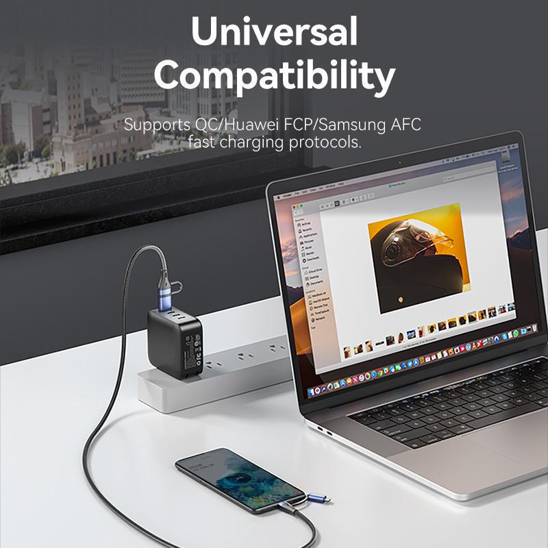 Кабель Vention USB + Type-C-Type-C + Micro-USB 100Вт 5А/20В 480 Мбіт/с USB-A + USB-C на USB-C + Micro-B PD нейлоновий шнур 2 м Чорний (CTLLH) - фото 5