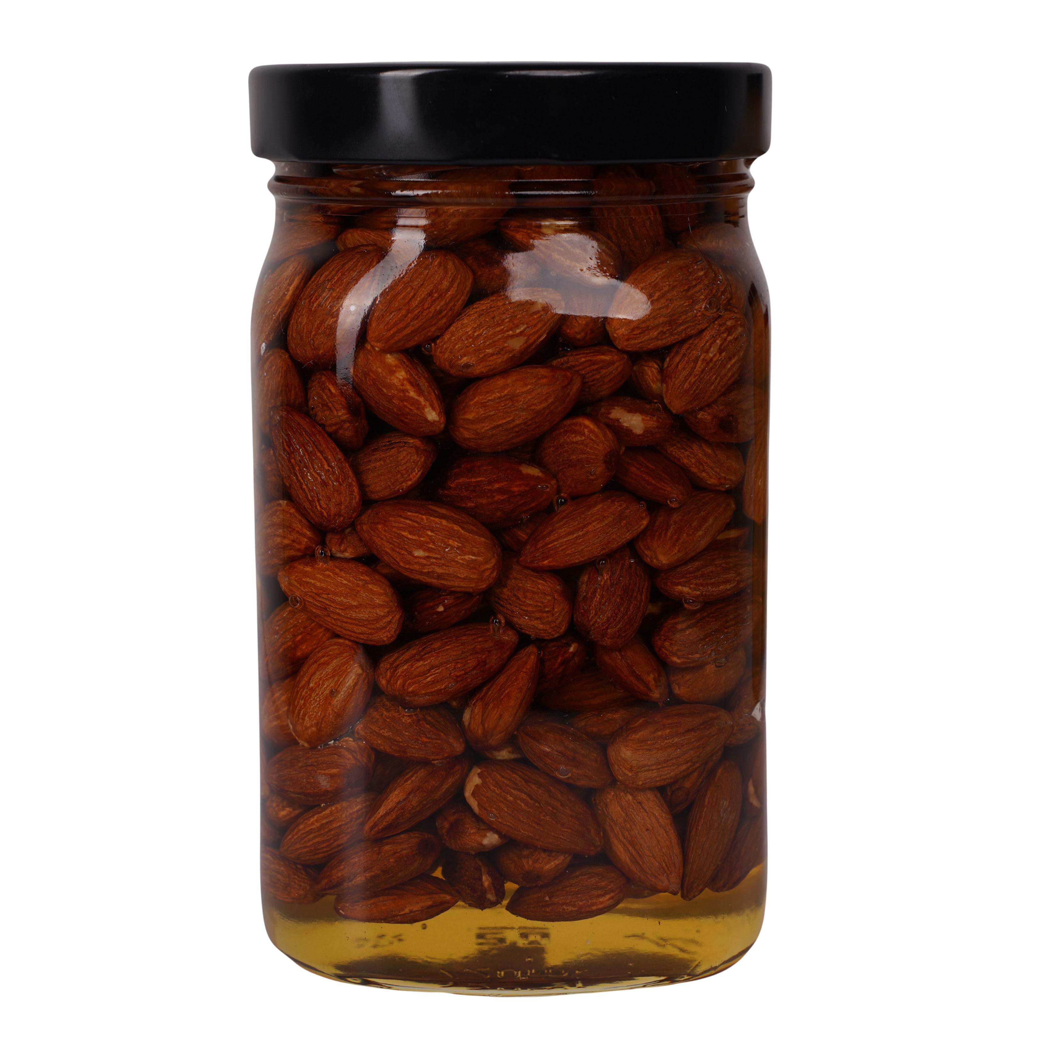 Мед акацієвий бджолиний з мигдалем Золотий Нектар у скляній банці український 540 г