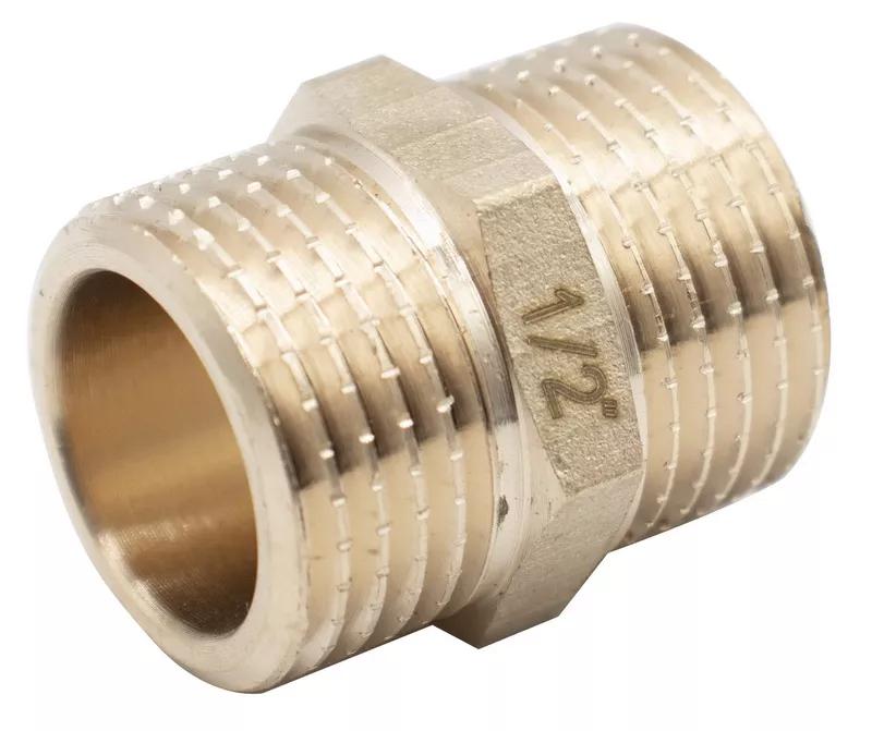 Ниппель Wezer SQ-1043821 латунь наружная-наружная 1/2" (155294)