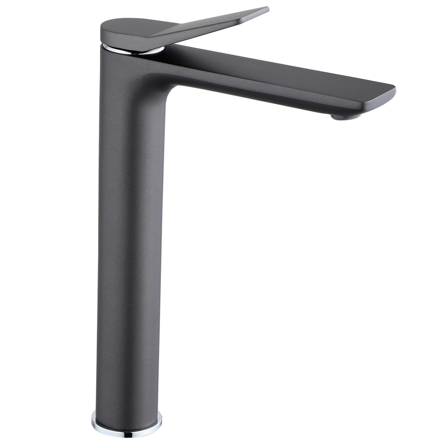 Смеситель для умывальника Q-tap Presto QTPRE269GRP45582 высокий однорычажный Графитовый (235038)