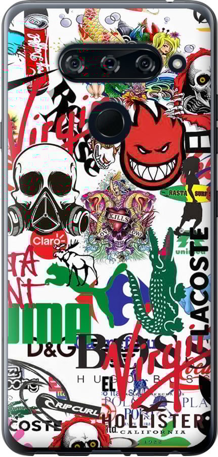 Чехол на LG V40 ThinQ Many different logos (4022u-1577-42517)