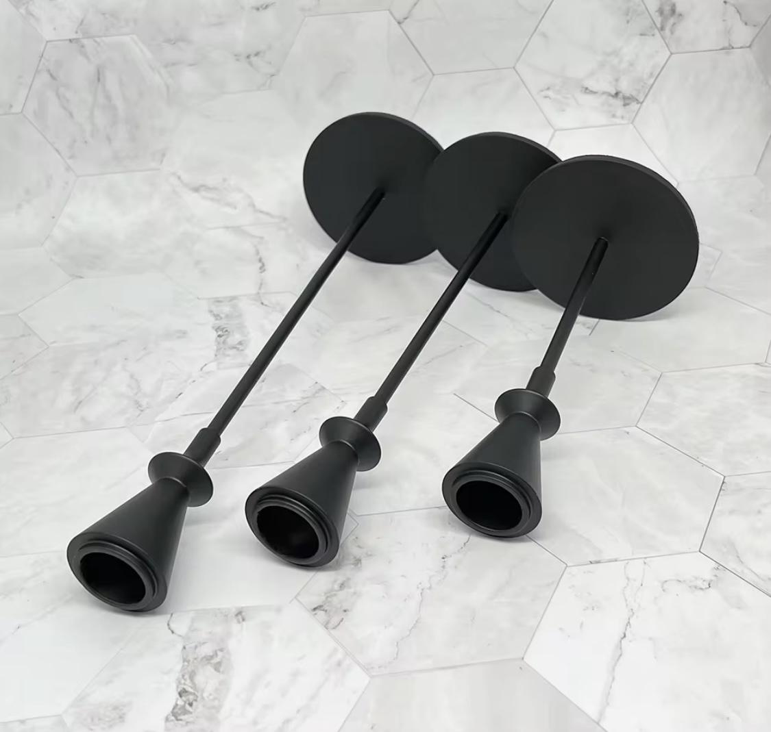 Набір підсвічників металевих Чорний мінімалізм 3 шт. 34х29х24 см Чорний (90805) - фото 4 Набір підсвічників металевих Чорний мінімалізм 3 шт. 34х29х24 см Чорний (90805) - фото 4