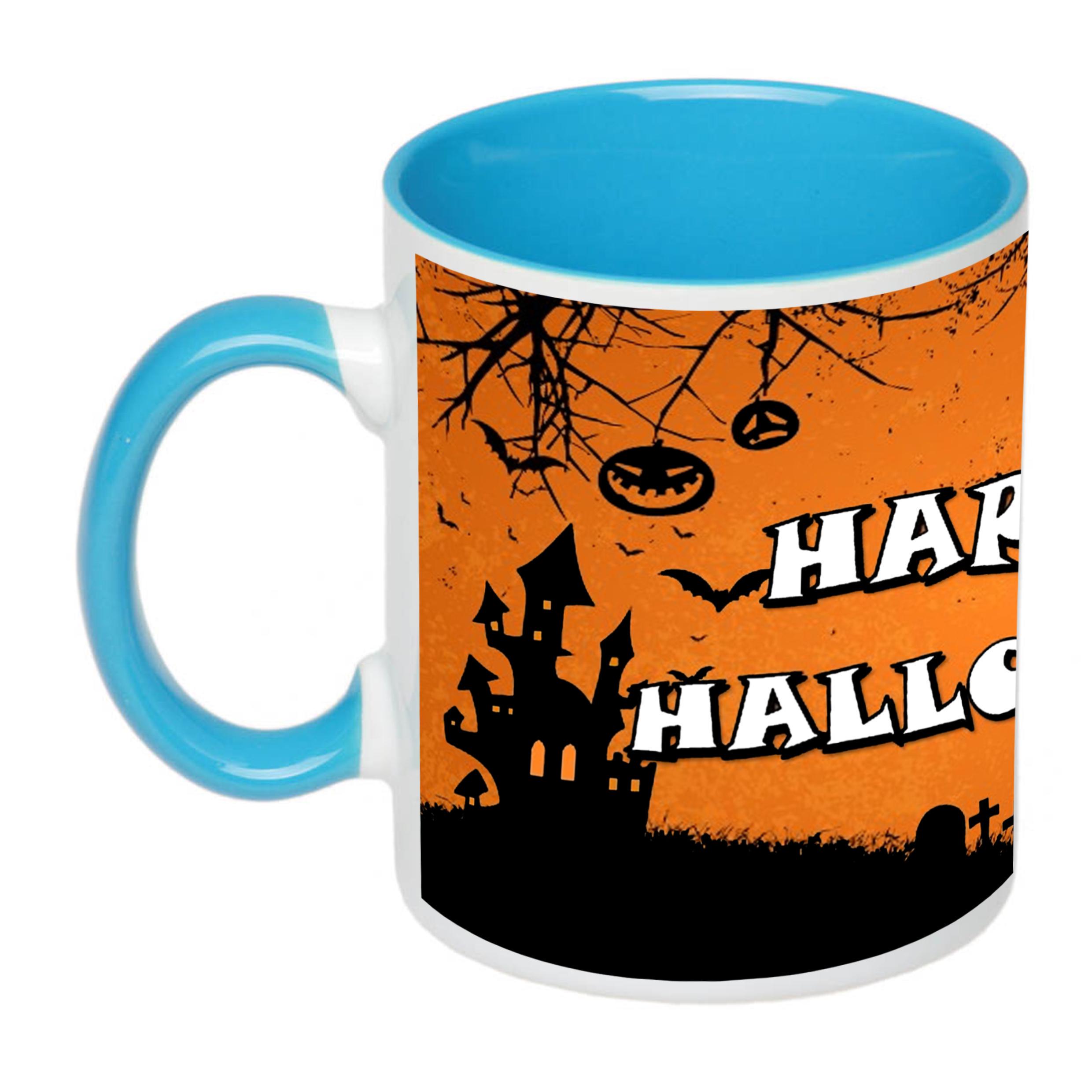 Чашка з друком Happy Helloween №2 330 мл Блакитний (20859)