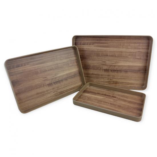 Набір з 3 підносів з меламіновим покриттям нековзними Brown (128439) - фото 4 Набір з 3 підносів з меламіновим покриттям нековзними Brown (128439) - фото 4