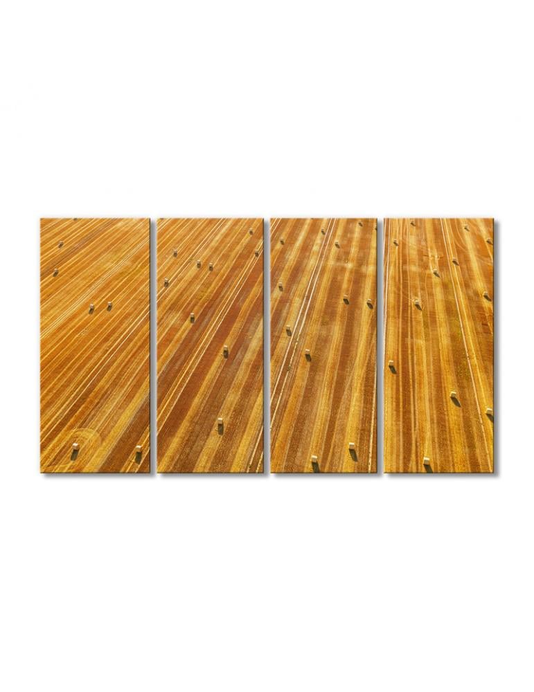 Картина модульная Пейзаж поле тюки сена 4 модуля 90x135 см