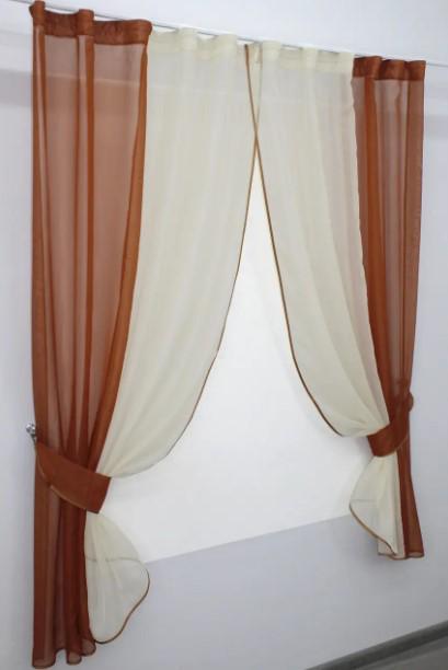 Комплект штор на кухню/балкон 265х170 см Терракотовый/Бежевый (017к) - фото 4 Комплект штор на кухню/балкон 265х170 см Терракотовый/Бежевый (017к) - фото 4