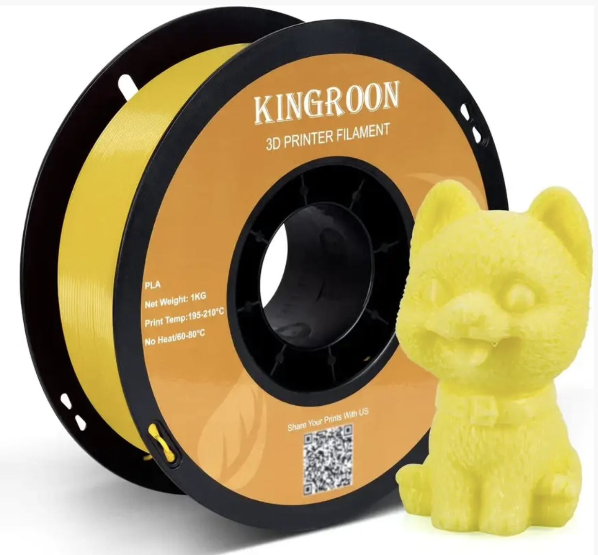 Пластик для 3D-принтера KINGROON PLA 1,75 мм 1 кг Yellow (NPLA005)