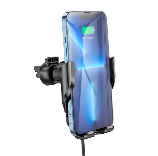 Держатель для телефона Hoco CA202 с беспроводной зарядкой 15W Черный - фото 4 Держатель для телефона Hoco CA202 с беспроводной зарядкой 15W Черный - фото 4