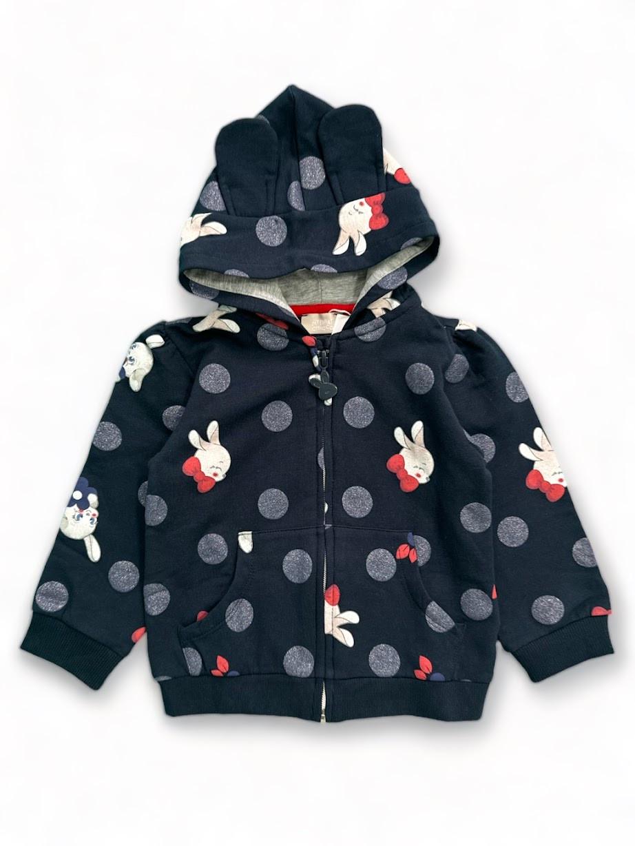 Кофта для девочки Chicco хлопковая на замок с капюшоном 12-18 мес. 80 см Темно-синий (2087346895)