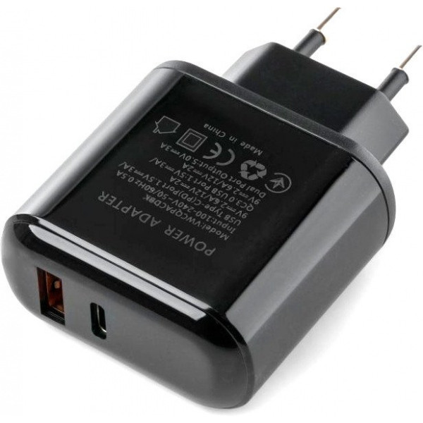 Зарядка Vinga 2 Port QC3.0+ PD Display Wall Charger (VWCQPACDBK) - фото 2