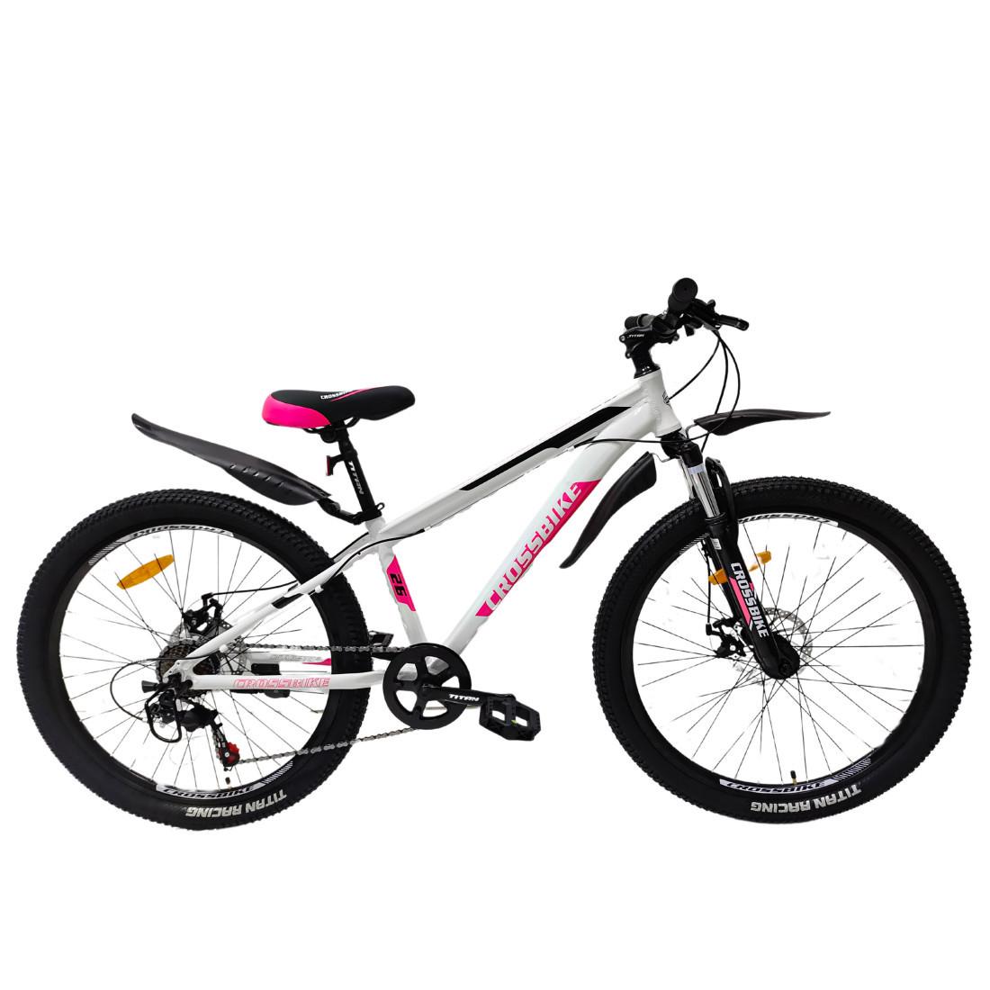 Велосипед Crossbike Dragster Susp 26"/13" Бело-розовый - фото 2 Велосипед Crossbike Dragster Susp 26"/13" Бело-розовый - фото 2
