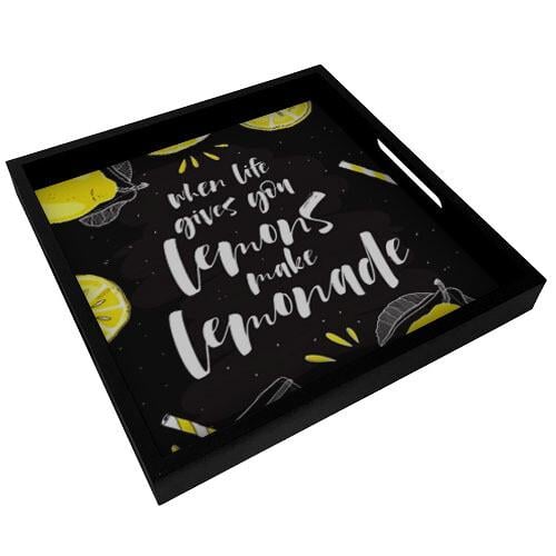 Поднос Presentville When life gives you lemons make lemonade 30x30x4 см (PDN_19N009_BL)