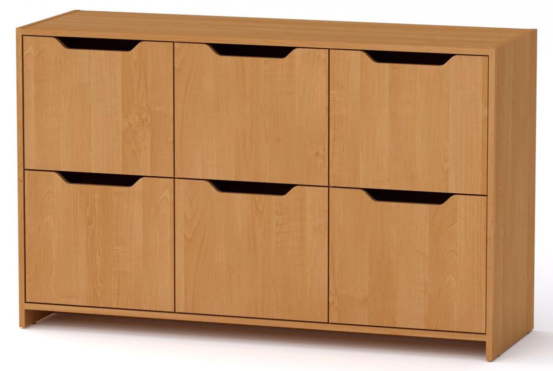 Комод Компаніт 6Д с секциями для вещей и одежды 130х80х42 см с ЛДСП Ольха