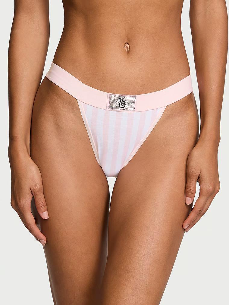 Трусики Victoria’s Secret Logo Cotton Shine Patch Tanga Panty S Розовый (26941709)