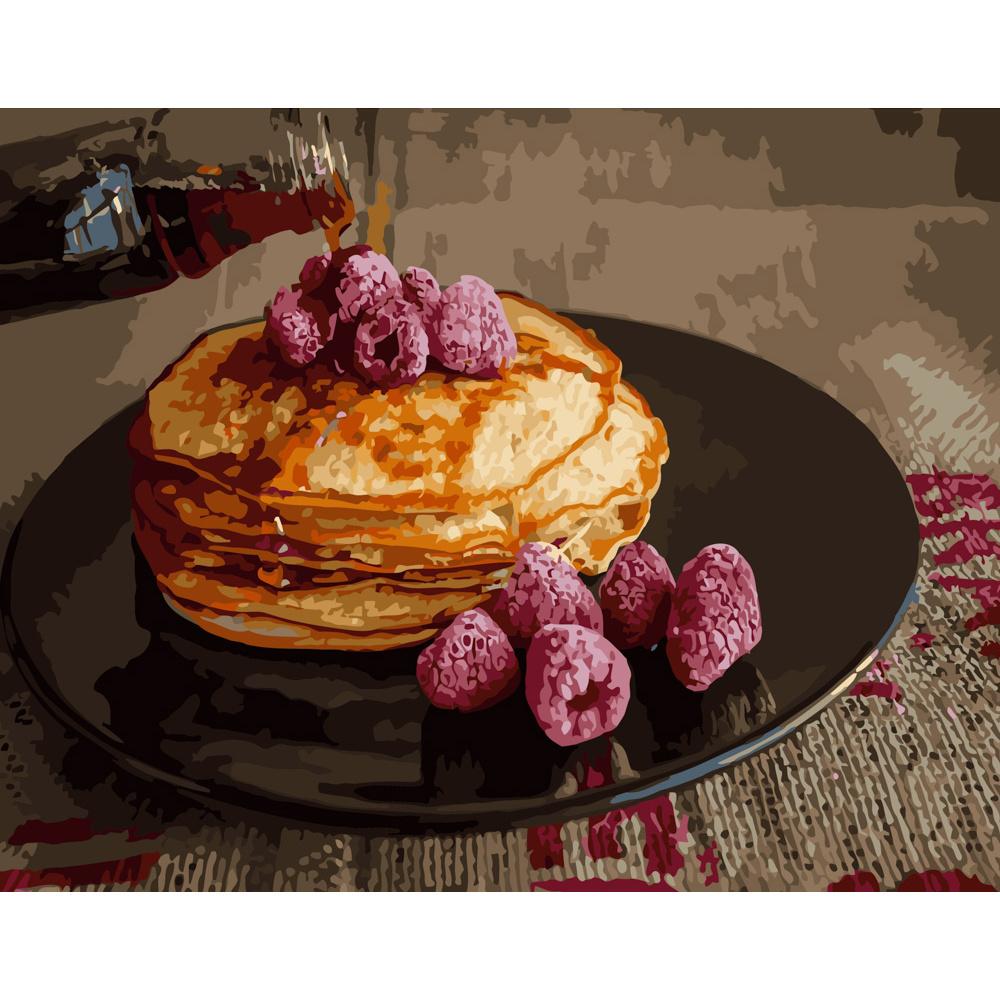 Картина по номерам Strateg Премиум Блинчики с малиной 40x50 см (GS259)