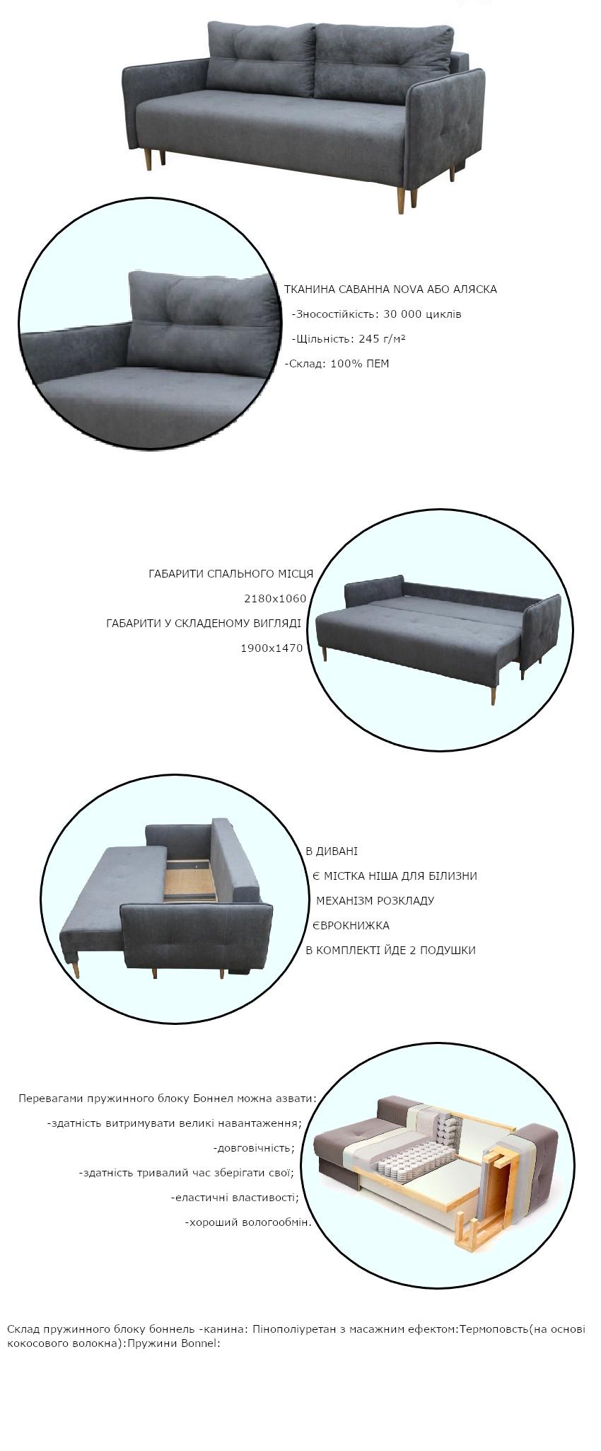 Диван Сиена с подушками 218х106 см Голубой (1950950381) - фото 4