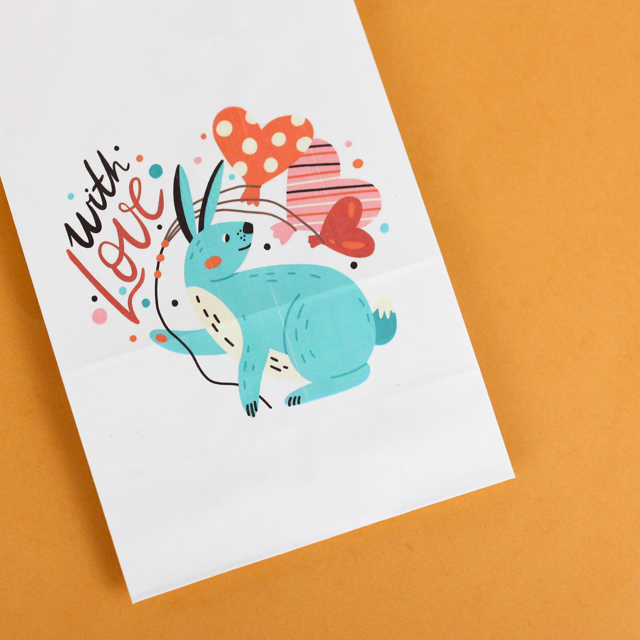 Пакет подарунковий з любов'ю Серця Кролик з дном 150х90х240 мм 20 шт. - фото 2