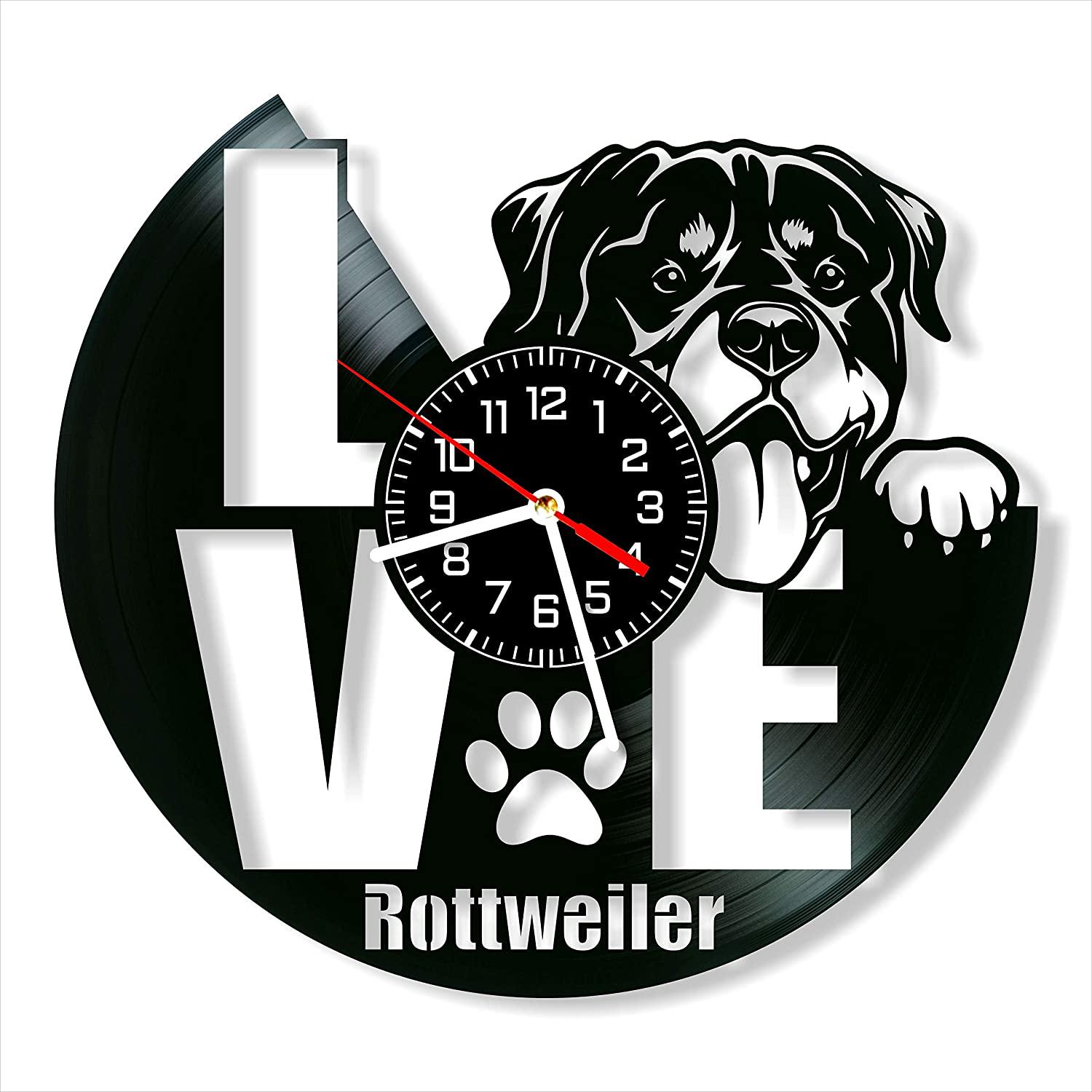 Часы настенные Ротвейлер 2026 из виниловой пластинки