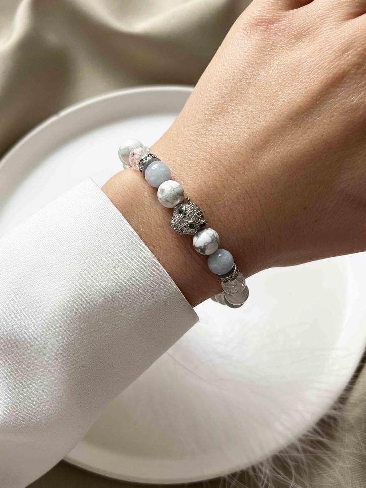 Браслет женский из камня с пантерой (4934)