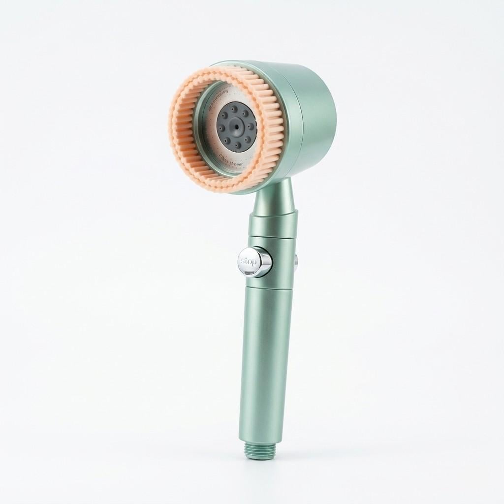 Лійка-щітка душова масажна TURBOCHARGED SHOWER HEAD Brush 5 режимів 4 фільтри Зелена (5110G)