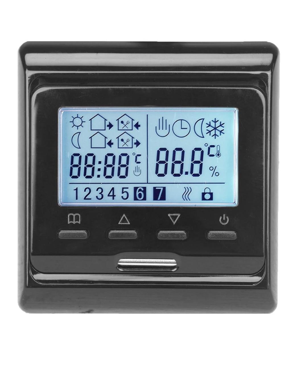 Терморегулятор программированный Е 51 для теплого пола с датчиком температуры пола Black (875547)