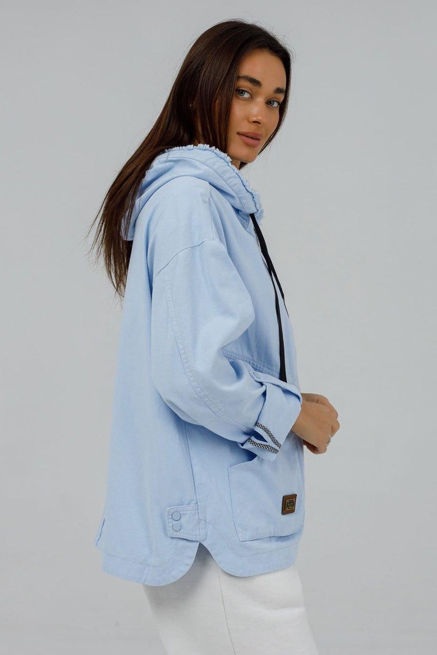 Куртка-толстовка джинсовая женская 5XL Голубой (0711b/5XL) - фото 4 Куртка-толстовка джинсовая женская 5XL Голубой (0711b/5XL) - фото 4