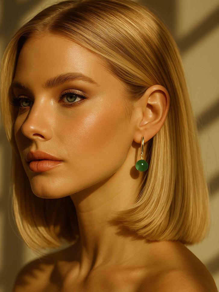 Серьги с зеленым агатом (5194)