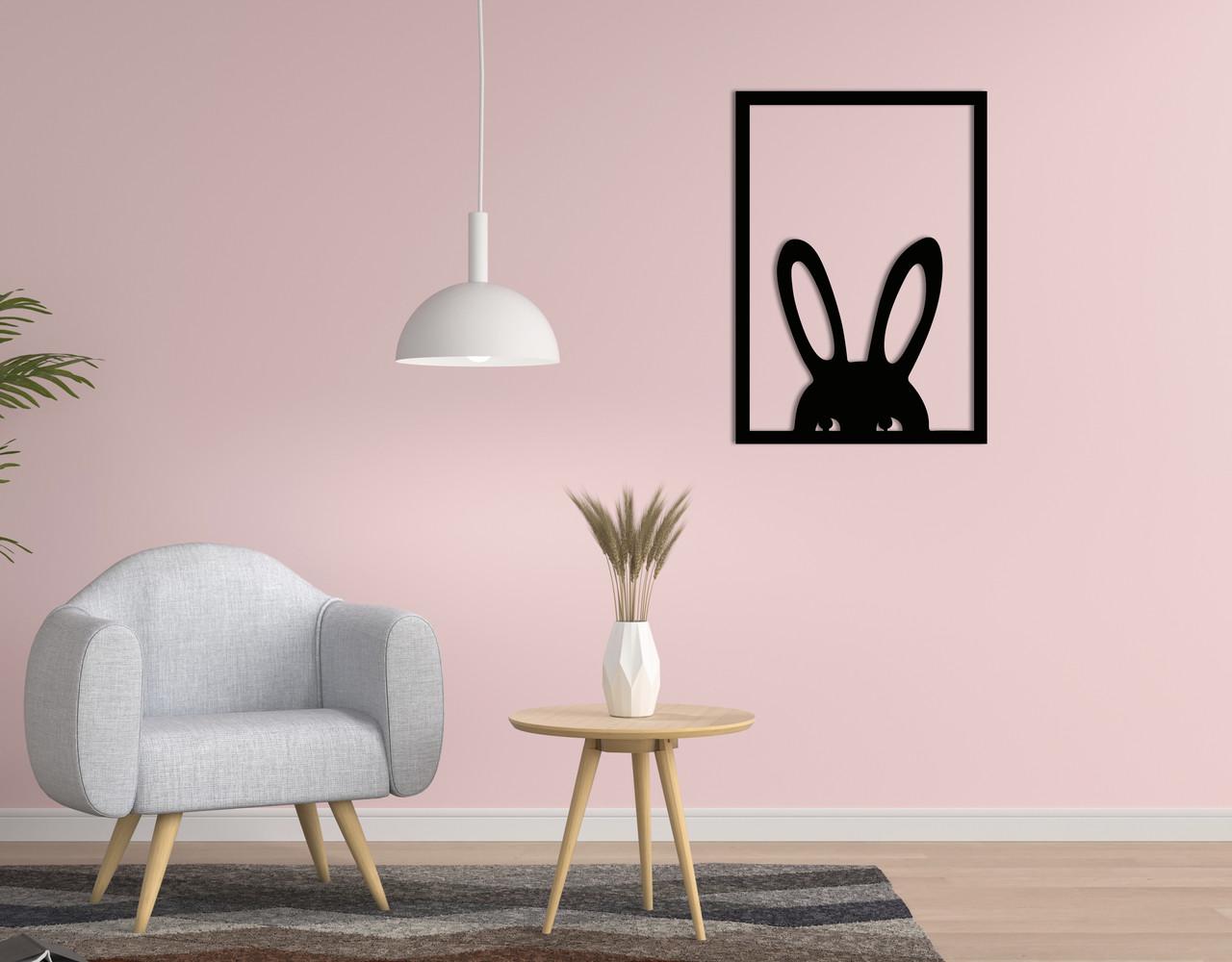 Панно на стену из дерева декоративное Upwood Decor Bunny 49x30 см Black (1569789504)