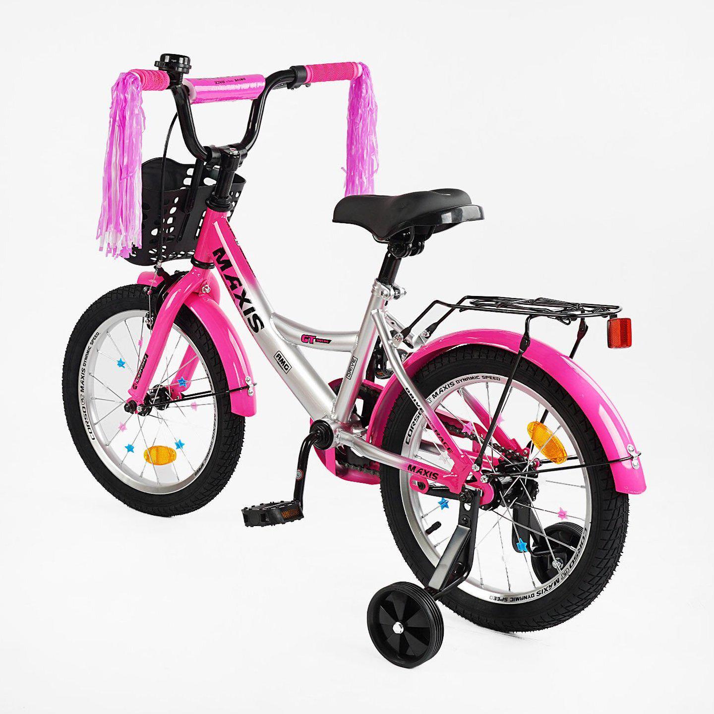 Велосипед двухколесный Corso MAXIS 16" для девочки с корзиной и багажником Бело-розовый - фото 3 Велосипед двухколесный Corso MAXIS 16" для девочки с корзиной и багажником Бело-розовый - фото 3