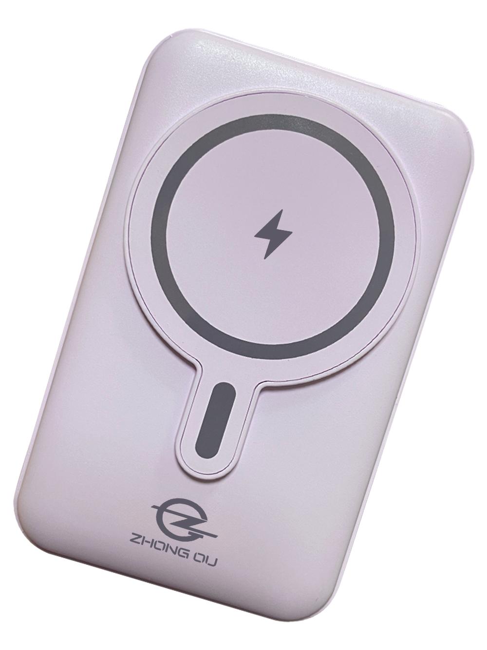 Повербанк Zhong Ou MagSafe с беспроводной быстрой зарядкой и встроенные кабели USB Type-C lightning 15000 mAh Фиолетовый (22871267)