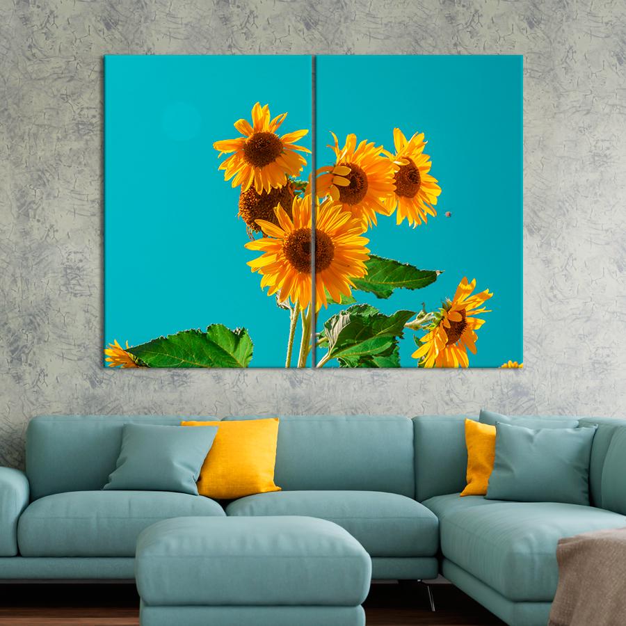 Картина цветы и растения Цветущие подсолнухи 165x122 см (A1017-2)