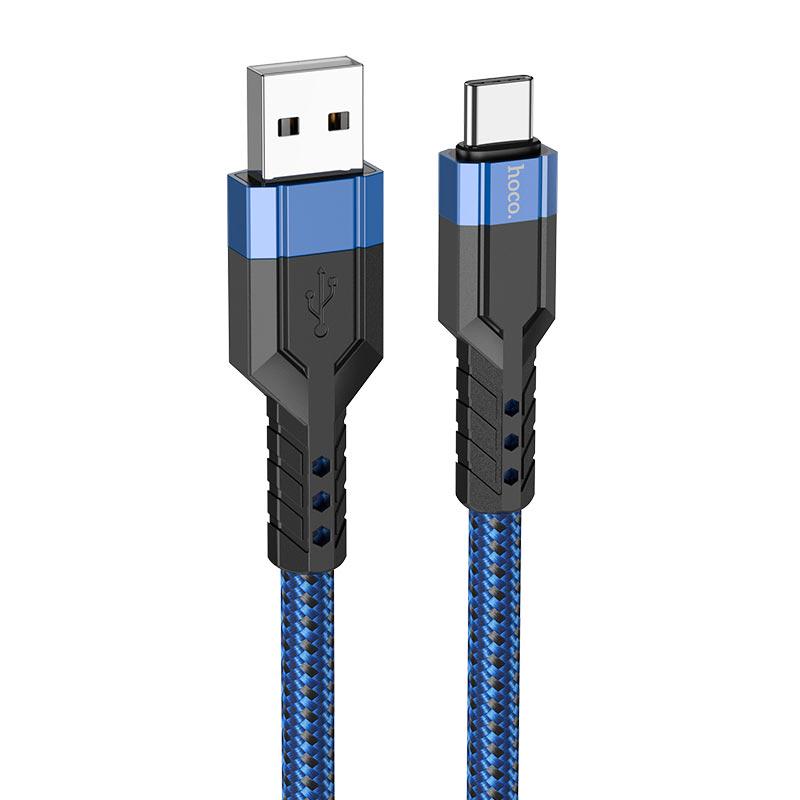 Кабель зарядки и передачи данных Hoco U110 USB to Type-C 2.4 A 1,2 м Blue