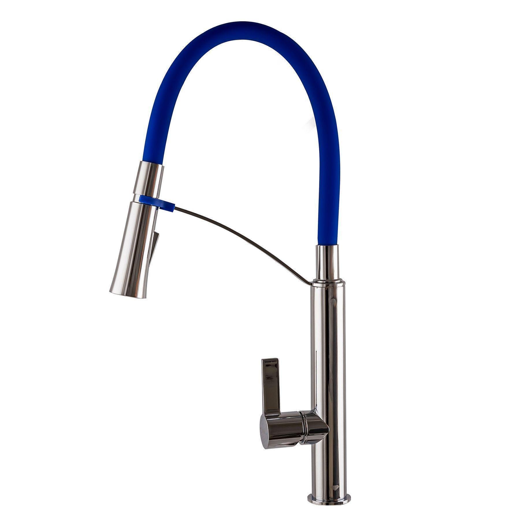Змішувач для кухні з гнучким виливом TPZ Sardinia Blue Chrome/Синій (16123)