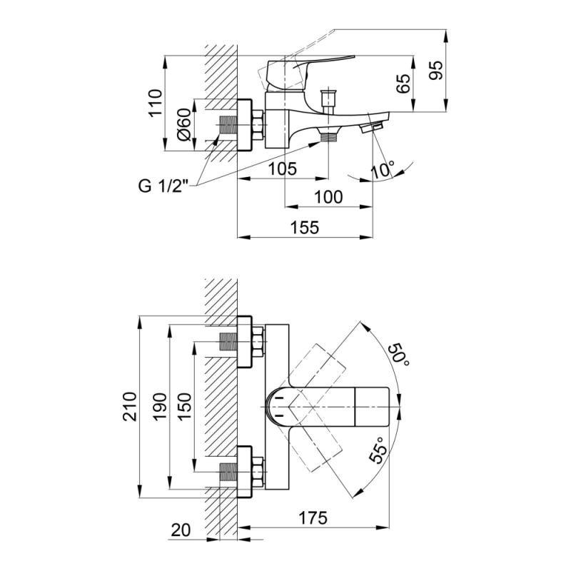 Смеситель для ванны Q-tap Nihonto 3022101DC латунь Хром (QTNH3022101DC) - фото 4