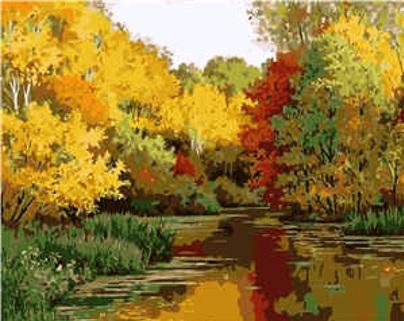 Набор для росписи по номерам Strateg Осенний лес 40х50 см (VA-0278-mt)