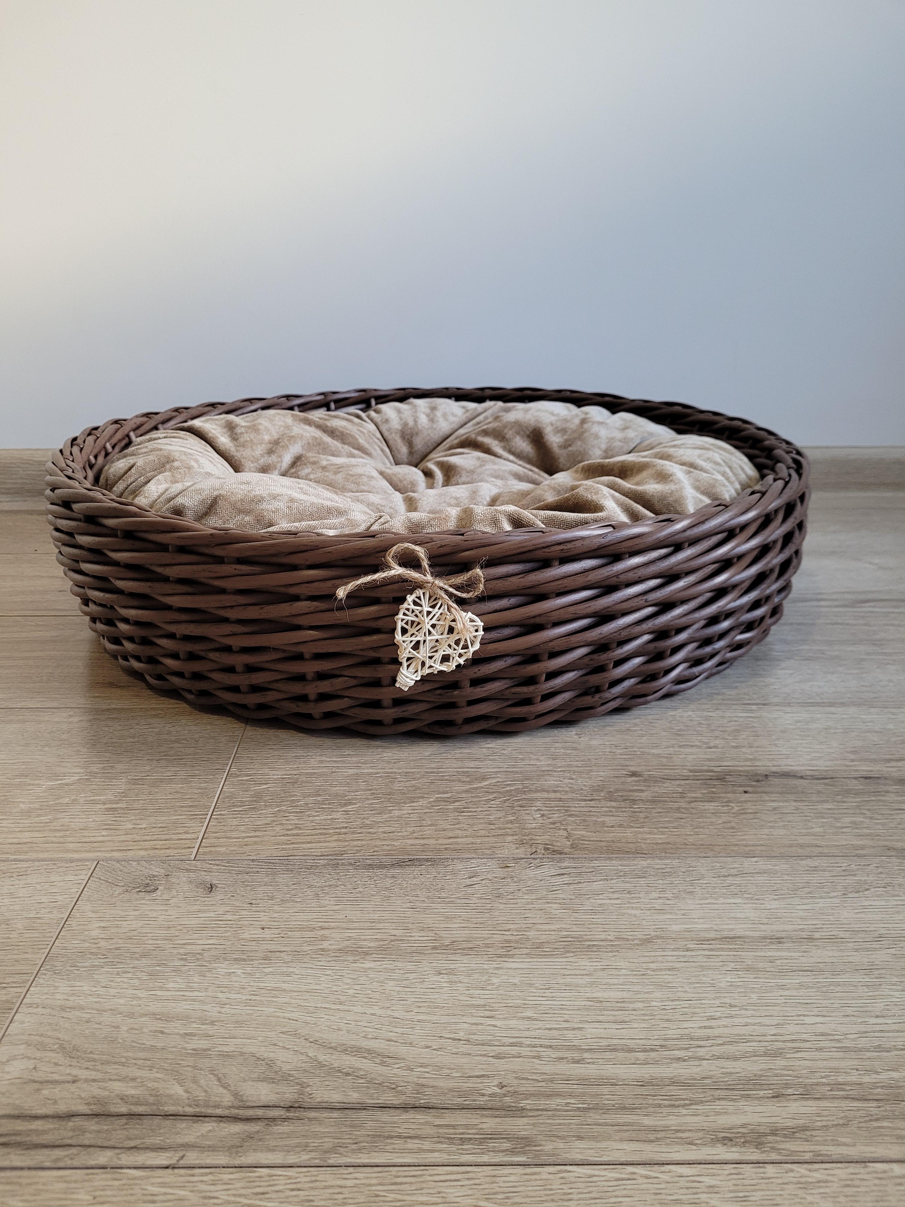 Лежак для животных из искусственного ротанга ручной работы M Дерево темное (331008) - фото 2