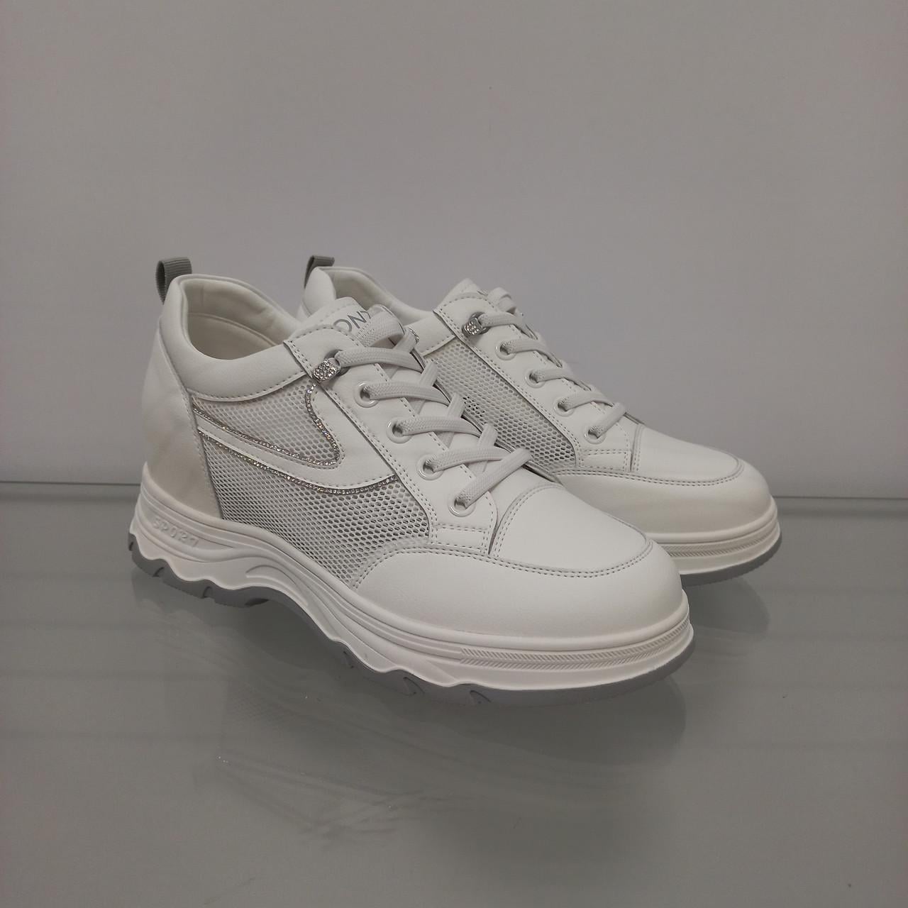 Кроссовки женские с сеткой на танкетке р. 39 Белый (33384523)