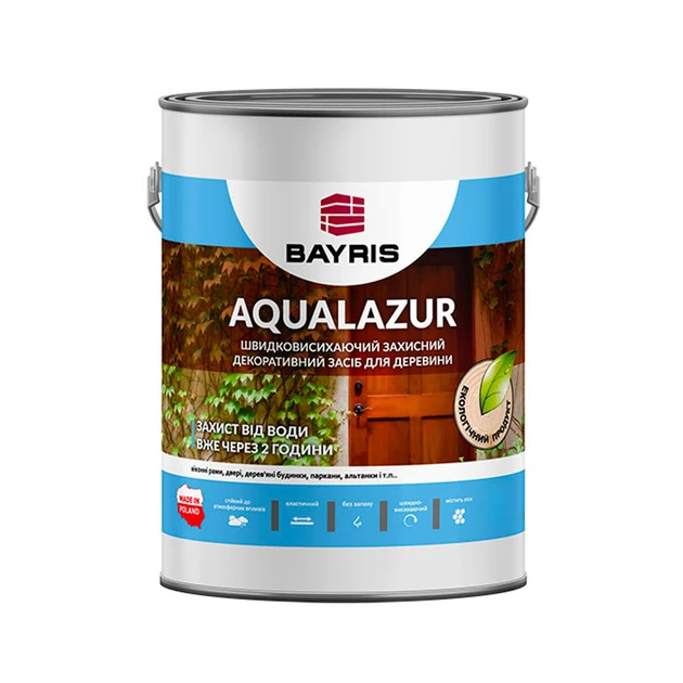 Засіб для дерева захисний декоративний Bayris AQUALAZUR швидковисихний 2,5 л Коричневий (27809520) - фото 1
