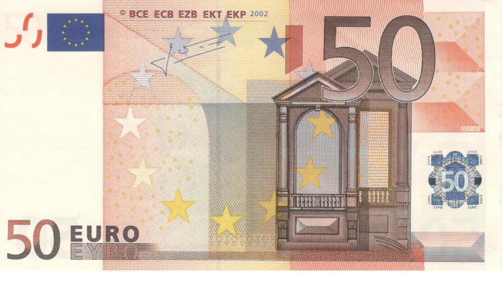 Колекційна банкнота Німеччина 50 євро 2002 Х G031 AU (Б06783)
