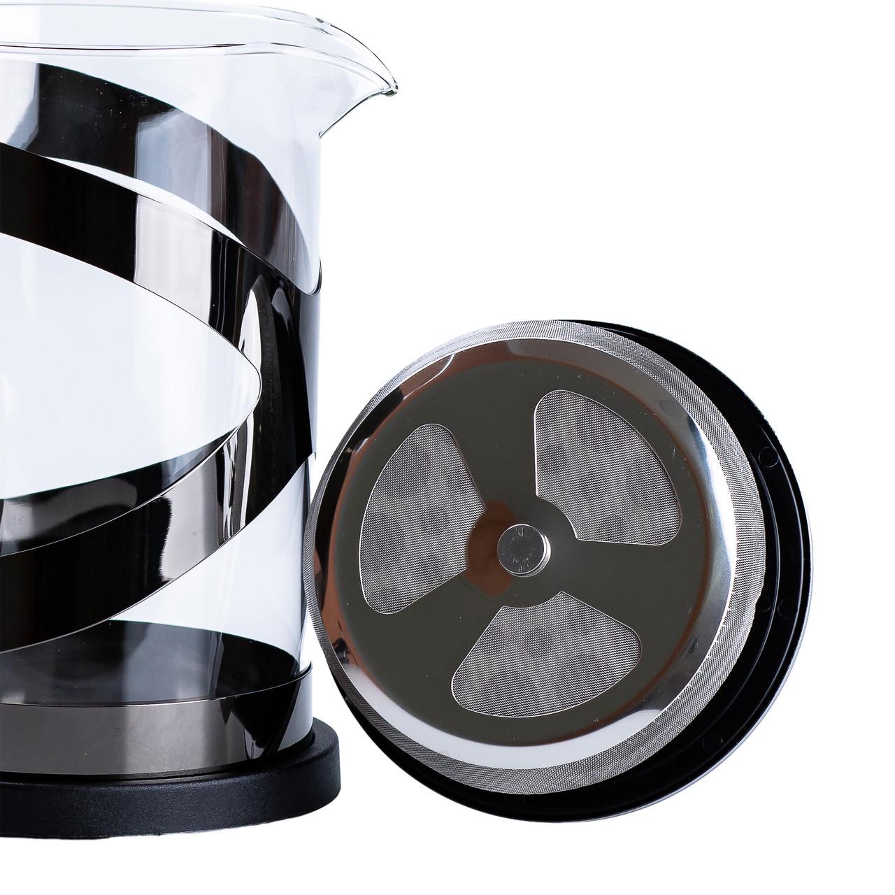 Чайник заварювальний з френч пресом 800 мл Чорний/Прозорий - фото 4 Чайник заварювальний з френч пресом 800 мл Чорний/Прозорий - фото 4