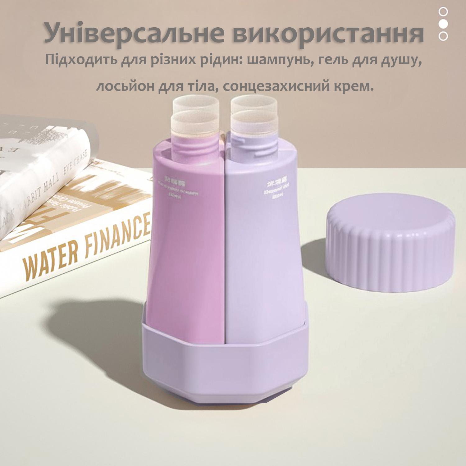 Набор флаконов для косметики дорожный 4в1 контейнеры для путешествий по 60 мл Фиолетовый (113_3_0_1С) - фото 6 Набор флаконов для косметики дорожный 4в1 контейнеры для путешествий по 60 мл Фиолетовый (113_3_0_1С) - фото 6